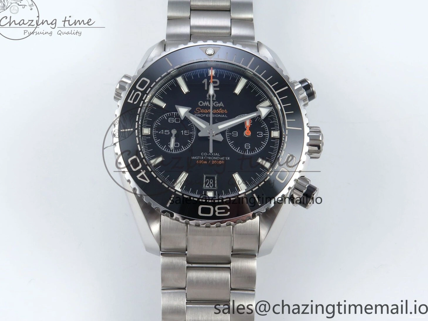 1231 FreshLook Planet Ocean Master Chronometer 600M 45.5mm SS SCF 1:1 Best Edition Black Bezel Black Dial on SS Bracelet A9900 Super Clone 7675